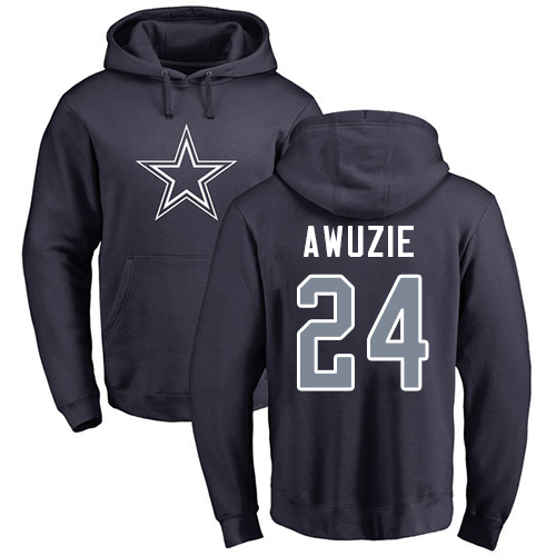 Men Dallas Cowboys Navy Blue Chidobe Awuzie Name and Number Logo #24 Pullover NFL Hoodie Sweatshirts